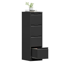 4 Drawer File Cabinet with Lock, 17.8'' Deep Filing Cabinets for Home Office, Black Locking Vertical File Cabinets for Letter/Legal/A4/F4 Size, Assemble Required