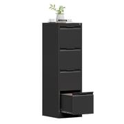4 Drawer File Cabinet with Lock, 17.8'' Deep Filing Cabinets for Home Office, Black Locking Vertical File Cabinets for Letter/Legal/A4/F4 Size, Assemble Require