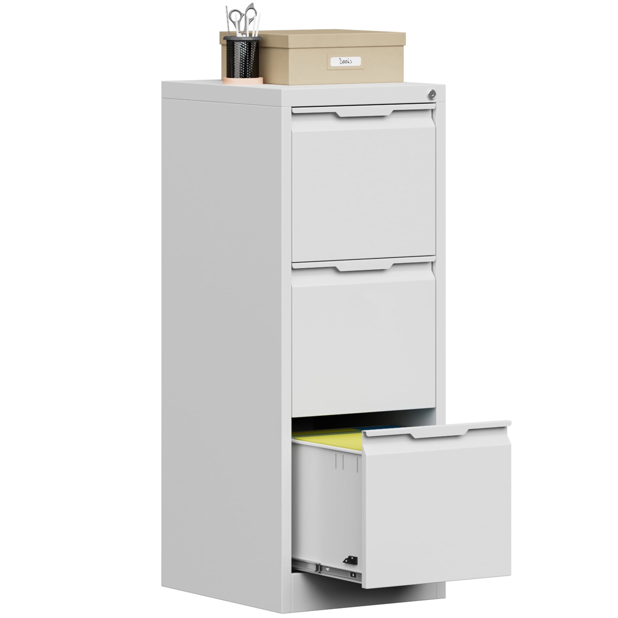 Bestoo 3 Drawer Metal Vertical File Cabinet, 17.8" Deep Filing Cabinet for Home Office, Letter/Legal/A4/F4 Size, Easy Assemble (White)