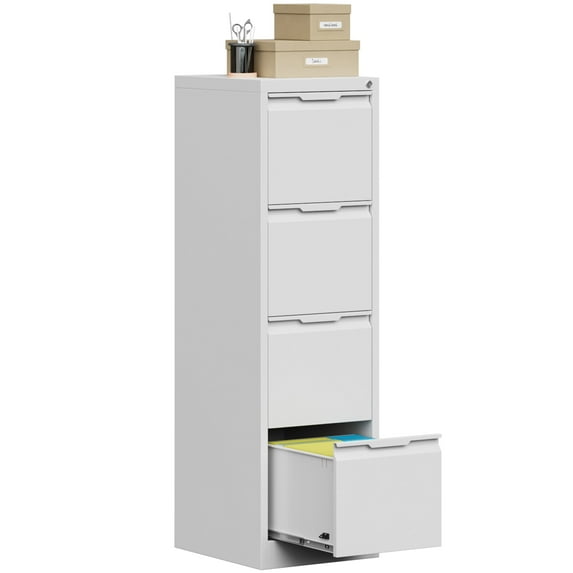 Bestoo 4 Drawer Metal Vertical File Cabinet, 17.8" Deep Filing Cabinet for Home Office, Letter/Legal/A4/F4 Size, Easy Assemble (White)