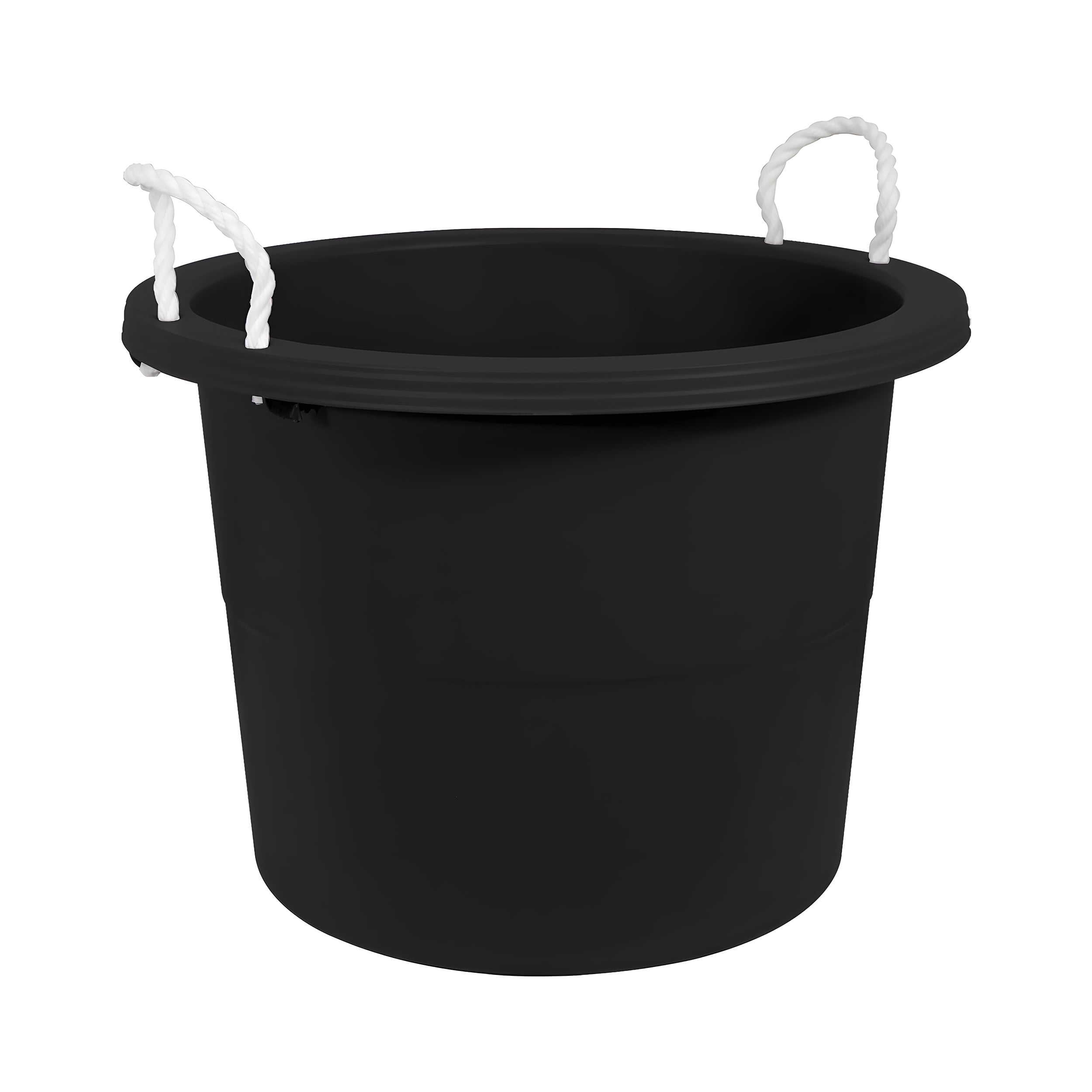 17.8 Gallon Black Plastic Utility Bucket with Rope Handles for Multipurpose Use
