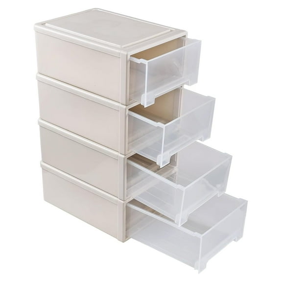 17.8 Quart Plastic Stacking Storage Drawers, Stackable Drawers Unit, 4-Pack