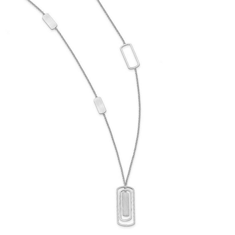 17.8mm 925 Sterling Silver Rhodium Plated Polished and 17.8mm 925 Sterling Silver Rhodium Plated Polished and