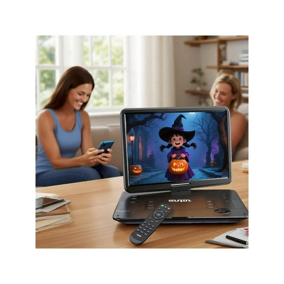 17.9" Portable DVD Player with 15.6" HD Rotating Screen, 6H Battery, Shockproof, Breakpoint Memory, Supports CD/DVD/USB/SD, Ideal for Car Travel Home & Halloween Gifts