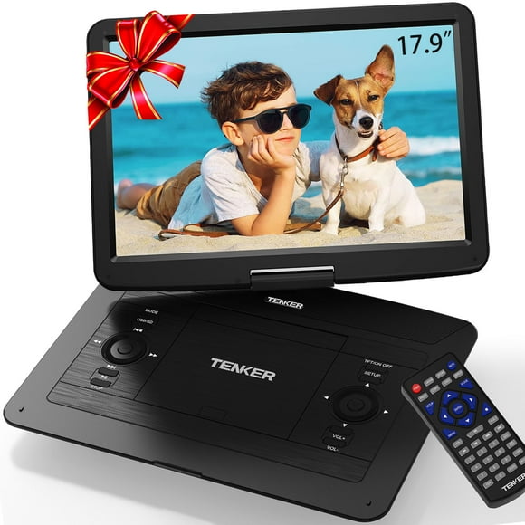 17.9" Portable DVD Player with 15.6" Large HD Screen, 6 Hours Rechargeable Battery, Support FM Transmitter, Sync TV, USB, SD Card and Multiple Disc Formats, Dual Speaker, Remote Control, Region Free