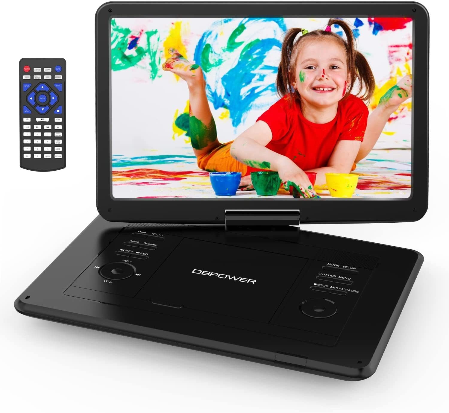 17.5 Portable DVD Player with 15.6 Large HD Screen, 6 Hours Rechargeable  Battery, Support USB/SD Card/Sync TV and Multiple Disc Formats, High Volume