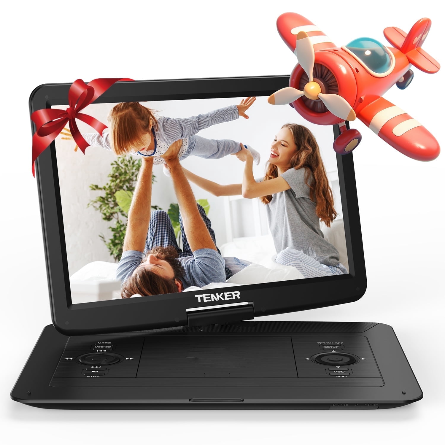 TENKER, Portable DVD Player, 17.9 inch, Dual HD Swivel Screen