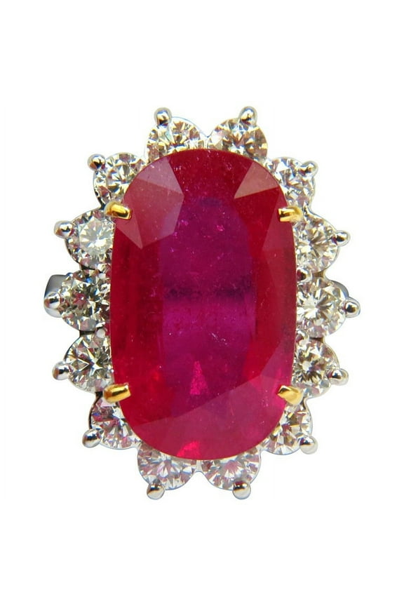 17.90CT HUGE ENHANCED RUBY DIAMOND RING 14KT DIANA DECO