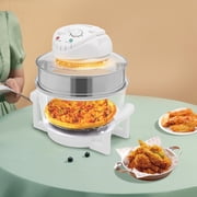 17.96 Qt Large Capacity Halogen Air Fryer Oven   1200 1400W 360  Hot Air Convection Cooker with Glass Bowl, Adjustable Temp & Timer, Expansion Ring & Accessories