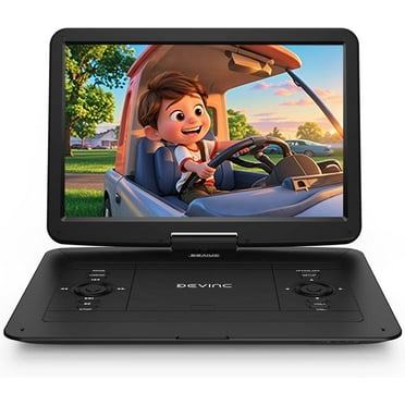 17.9inch Portable DVD Player, 15.6" Swivel Screen, Built-in Rechargeable Battery Car DVD Player for Kids, Support CD/DVD/SD Card/USB/Connect TV, Remote Control, Black
