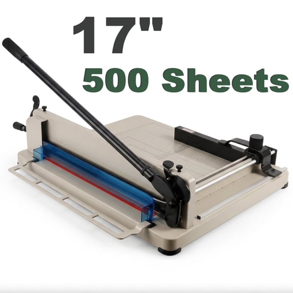 17" A3 Thick Paper Cutter Heavy Duty Guillotine Paper Cutter Stack Paper Trimmer 500 Sheet Capacity, Solid Steel with HSS Blade, for Cutting Paper, Polyester & Industrial Trimmer Tasks