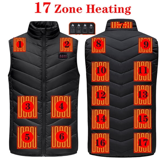 17 Areas Heated Man Vest Winter USB Electric Heated Body Warmer Jacket With Heating Outdoor/Battery/Power Bank Excluded