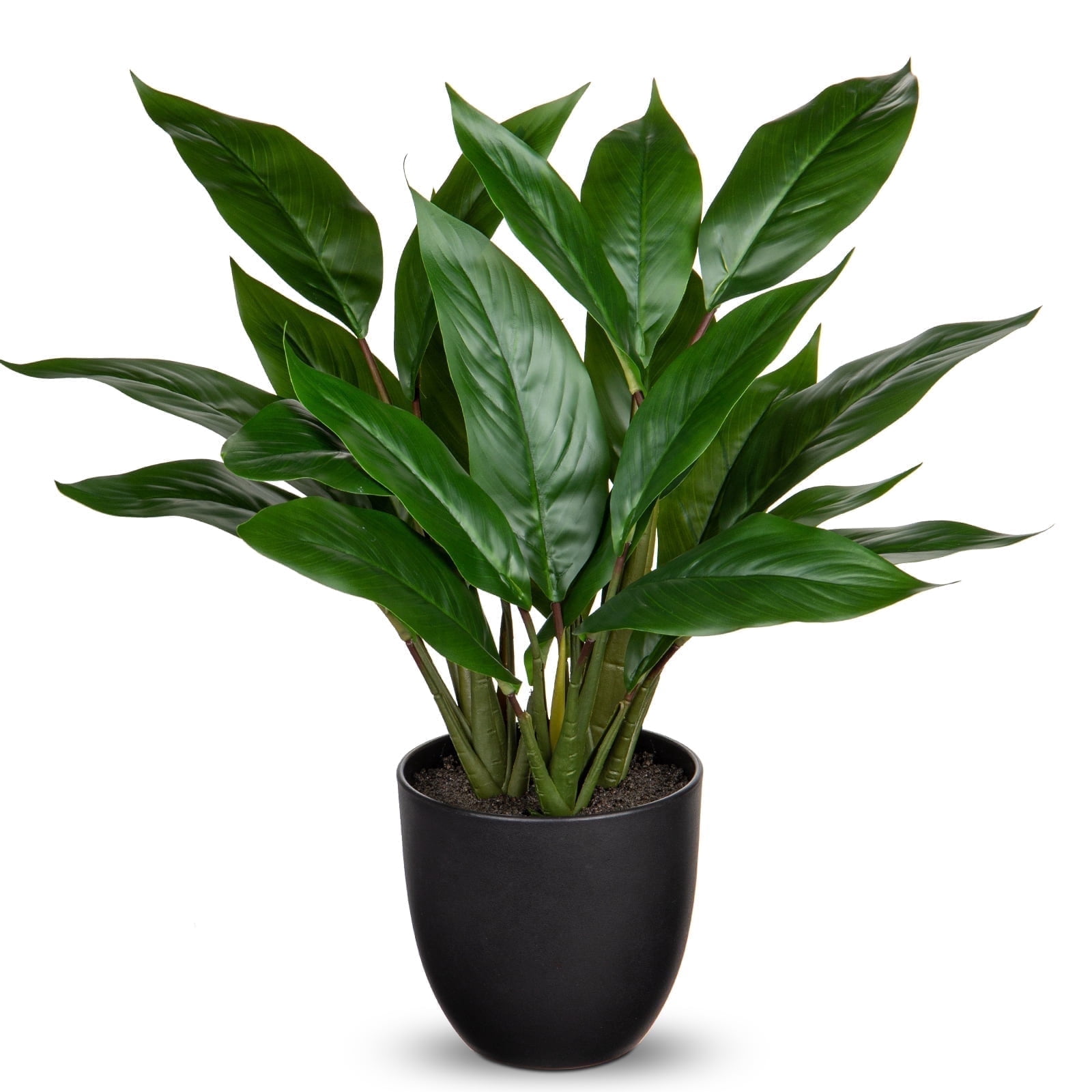 17'' Artificial Potted Plants Fake Greenery Cast Iron Plant Indoor Realistic Faux Plants with Black Pot Home Decor