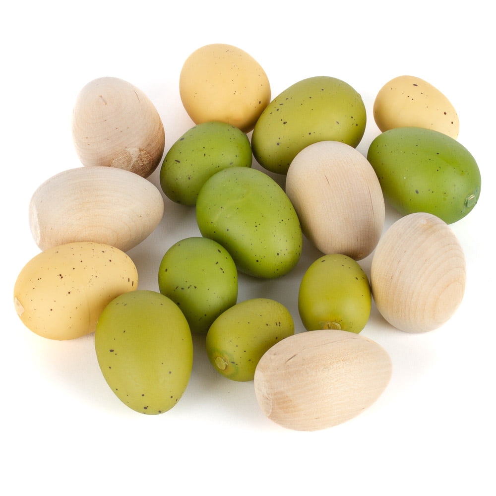 17 Assorted Easter Egg Display Set: Speckled and Wood Eggs - Ideal for Easter Decor, Baby Showers, and Spring Displays
