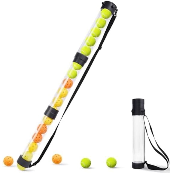 17 Balls Collapsible Pickleball Ball Retriever, Tennis Ball Retriever, Pickleball Pickup Tube with Shoulder Strap, Lightweight & Durable Ball Retriever for Easy Pickup, Collection, Carry, Storage