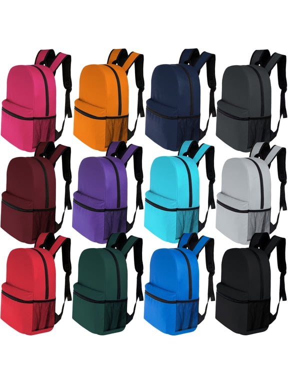 17" Basic Backpack 12 Assorted Colors - Case of 24