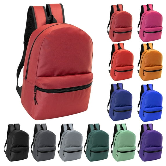 17" Basic Backpack   12 Assorted Colors - Case of 24
