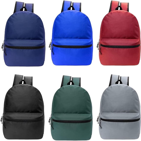 17" Basic Wholesale Backpack in 6 Colors - Bulk Case of 24