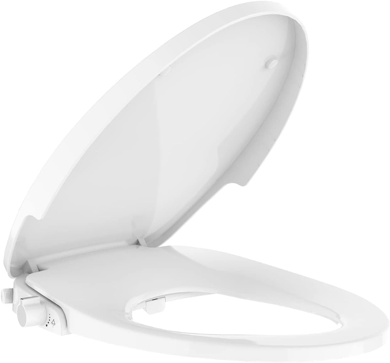 17" Bidet Toilet Seat Elongated, Non-Electric Bidet, Self Cleaning Dual Nozzles, Adjustable Spray Pressure and Position, Non-Electric Bidet Toilet Seat with Quiet-Close, Easy Installation