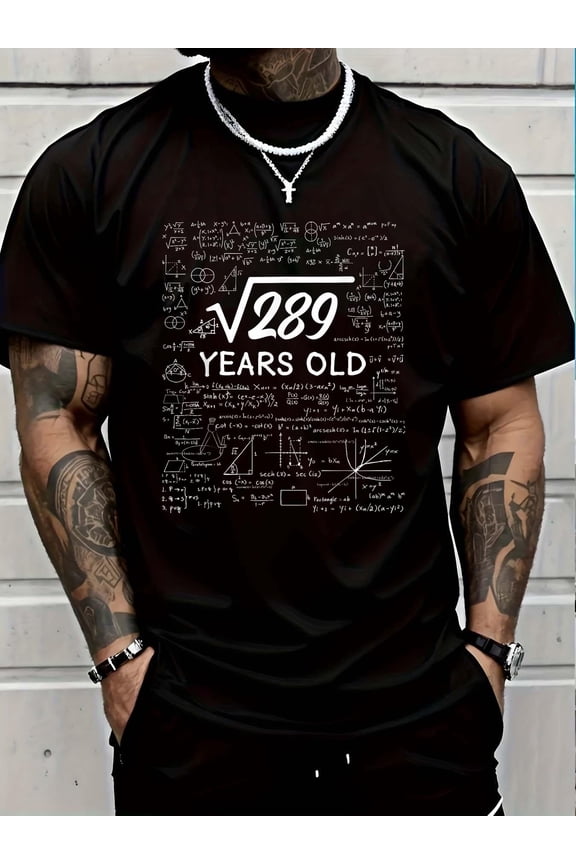 17 Birthday Boy Men Son Him Girl Funny Math 17th Birthday T-Shirt Soft Cotton Lightweight Casual Graphic Tee,Casual Summer Fashion T-shirt