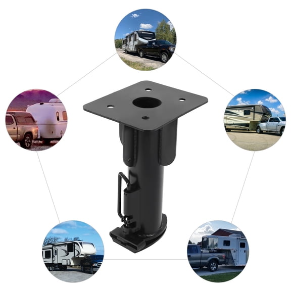 17" Black Direct Installation Adjustable Fifth (5th) Wheel For Camper RV Adapter Hitch to Gooseneck