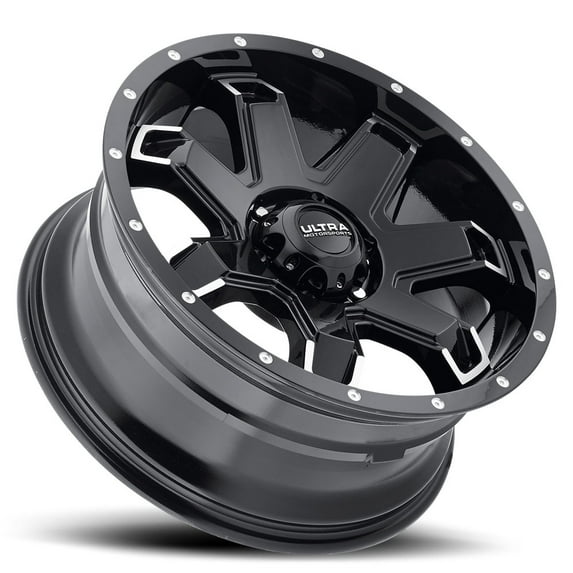 17" Black With Diamond Cut Accents Bent-7 209 Wheel by Ultra Wheel 209-7973BK+10