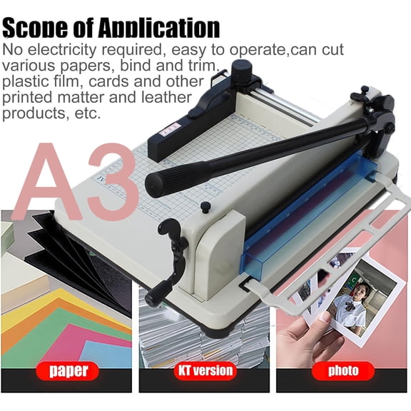 17" Blade A3 Heavy Duty Guillotine Paper Cutter (400 sheets Paper Cutter) Commercial-Grade Paper Cutter with Metal Base,White