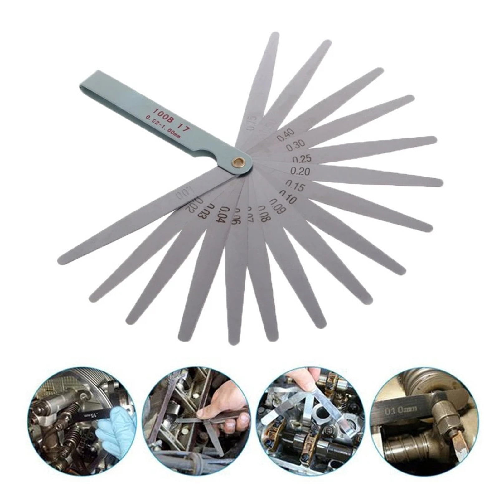 17 Blades Feeler Gauge Thickness Gauges Measurment Tool Gap Wedge for Engine Valve Adjustment 0.02-1mm Percision Measuring Tools ,Easy Identification
