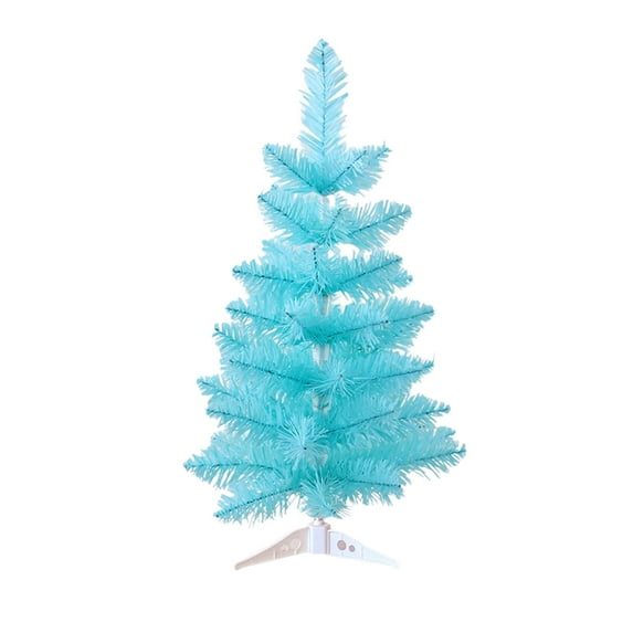 17" Blue Tabletop Christmas Tree with DIY Ornaments & Lights – Artificial Mini Tree for Desktop, Windows, Parties, Home or Office Holiday Decorations