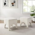 thumbnail image 1 of 17" Boucle Modern Square Foot Stool Ottoman, Vanity Stool for Makeup, Rectangle Foot Rest for Couch, Upholstered Ottoman Stool for Living Room, Bedroom, Entryway (2, White), 1 of 14