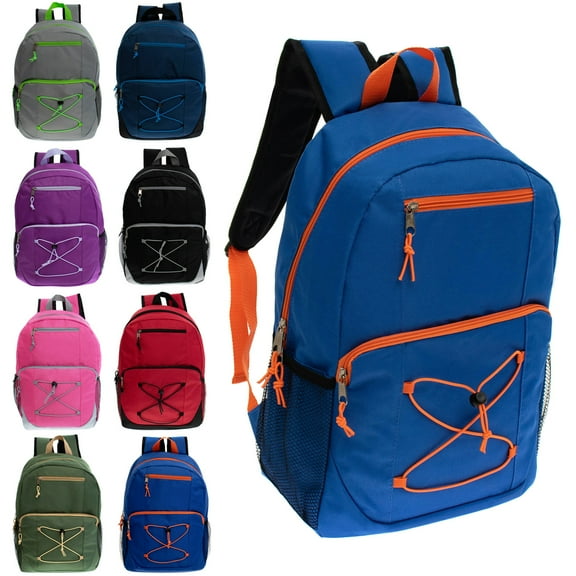 17" Bungee Backpack in 8 Assorted Colors - Bulk Case of 24