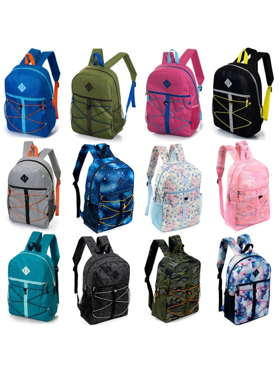17" Bungee Backpack Assorted Colors - Bulk Case of 24