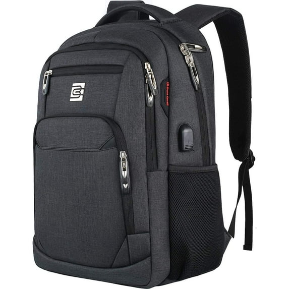 17" Business Laptop Backpack - Slim Anti-Theft Design, Water-Resistant College Bag with USB Port, Fits 15.6" Notebook (Black)