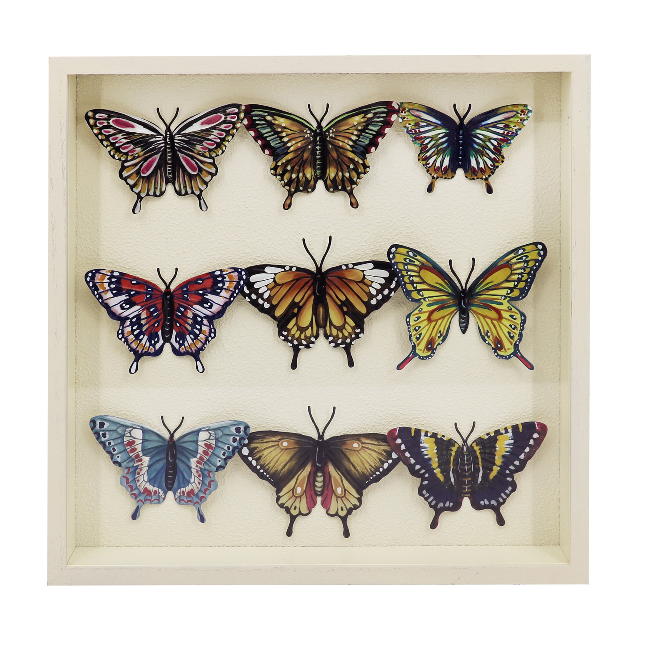 17" Multicolor Butterfly Shadow Box Wall Decor with MDF Frame