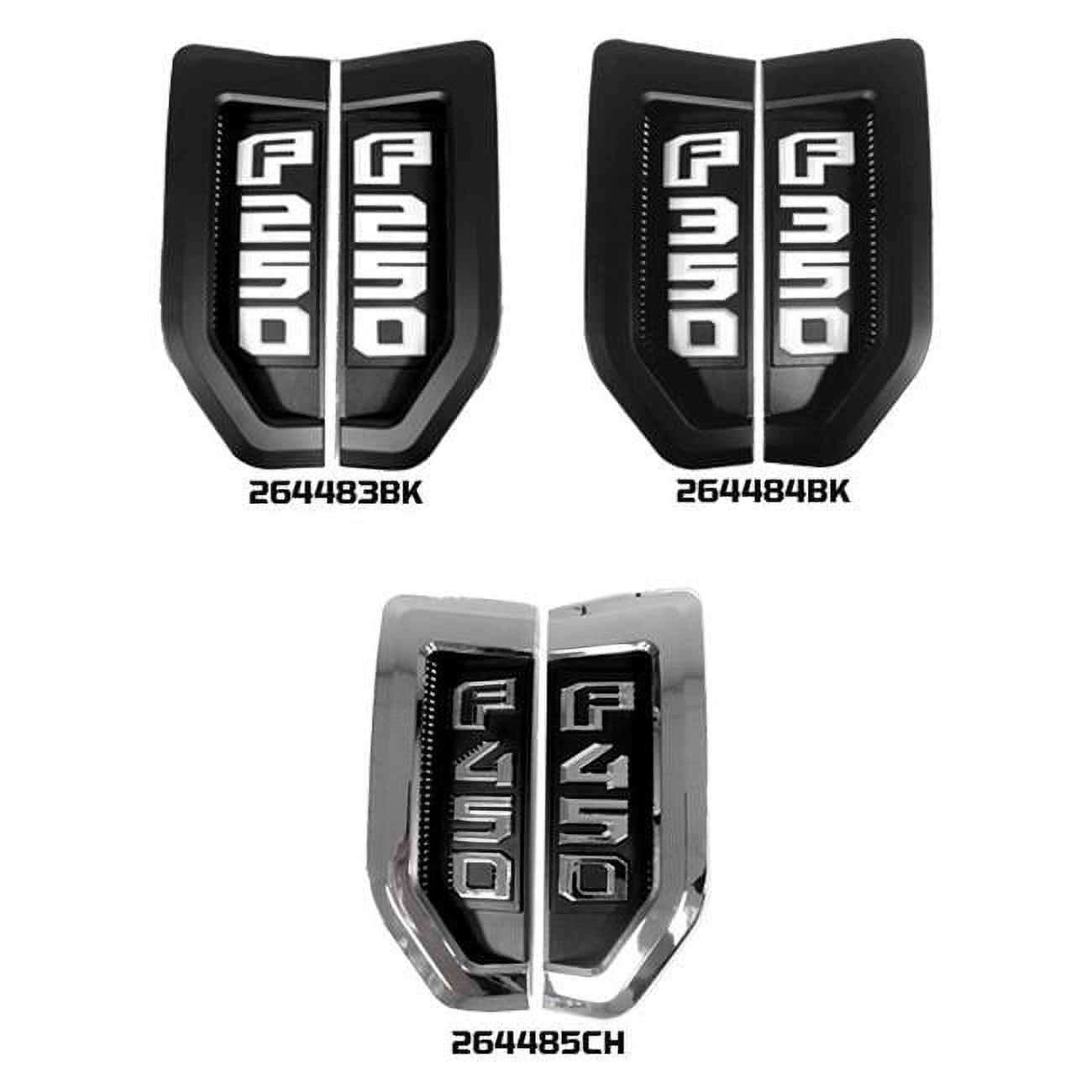 17 C F350 Lighted Emblem 2 Pc Kit Fender Emblem Black Chrome Amber/Red