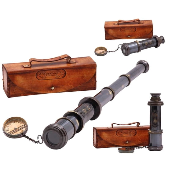 17" Captain Brass Telescope/Pirate Telescope with Leather Case