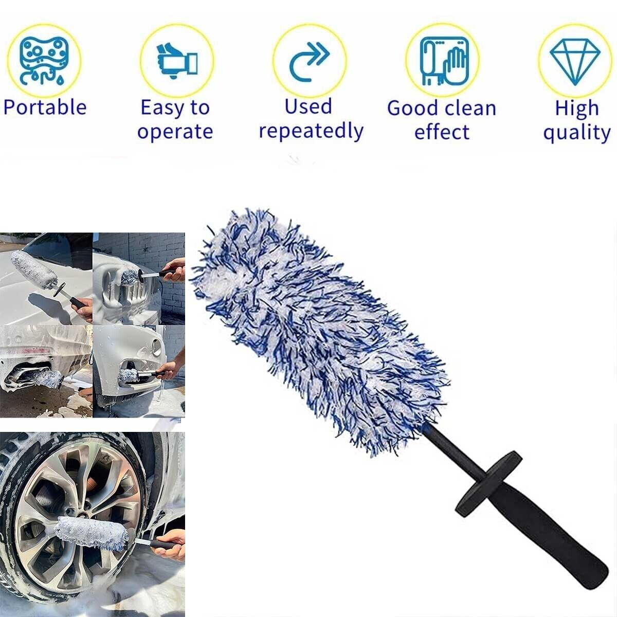 17" Car Wheel Brush Rims Tire Seat Engine Wash Cleaning Kit Auto Detailing Tool