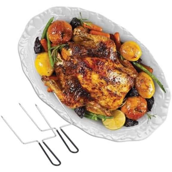 17" Ceramic Turkey Platter with Turkey Forks & Lifter Set - Large Fall Harvest Serving Tray for Large Meats & Holiday$$Home Decor, Kitchen, & Other