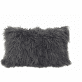 thumbnail image 1 of 17" Charcoal Genuine Tibetan Lamb Fur Pillow with Microsuede Backing, 1 of 2