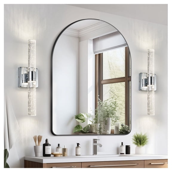 17" Chrome Crystal Wall Light, 2-Light Modern Sconce for Bathroom Bedroom