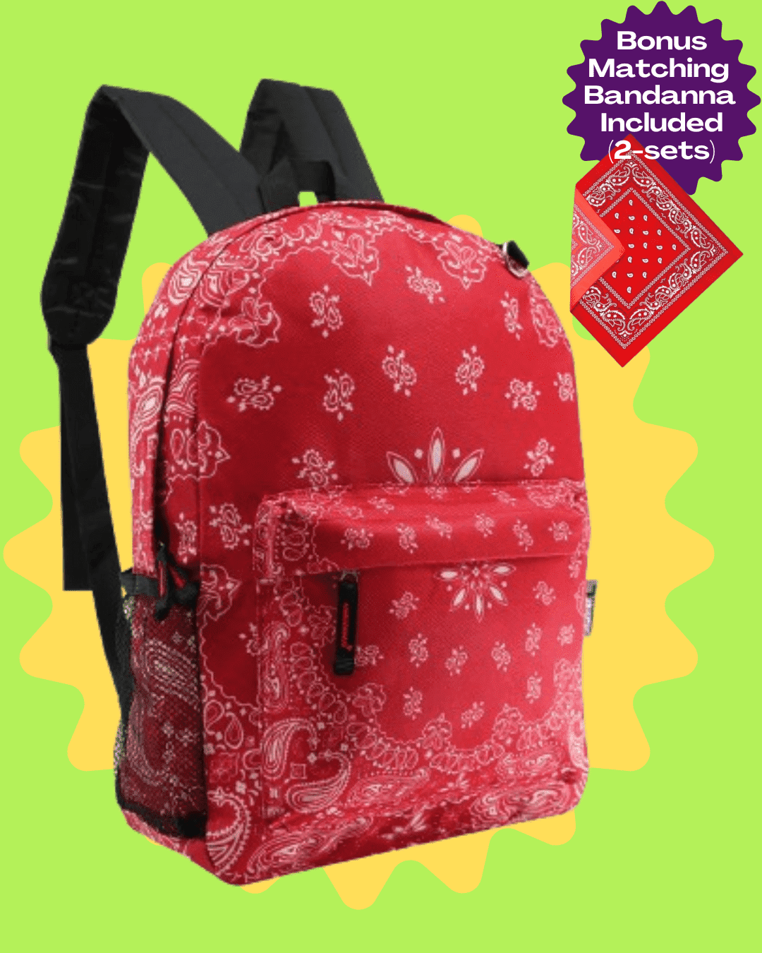 17″ Classic Paisley Bandanna-Print Backpack with Matching  display picture 1