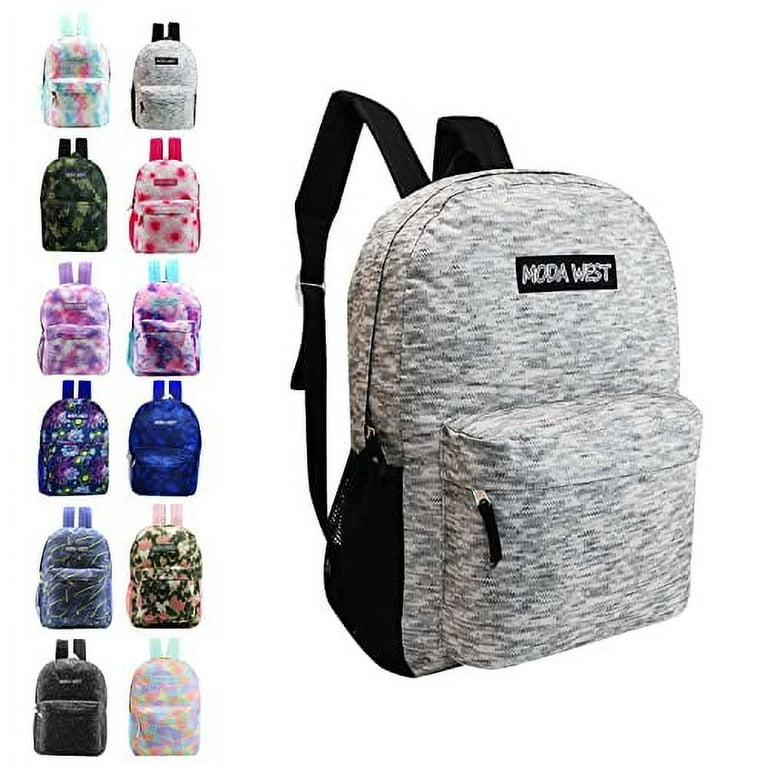 17 Classic School Bookbag Wholesale Backpack in Assorted Prints Bulk Case of 24 Walmart