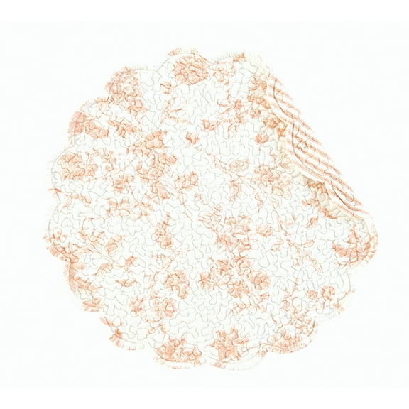 Colonial Williamsburg Brighton Pink Floral Round Scalloped Dining Single Placemat, 17"