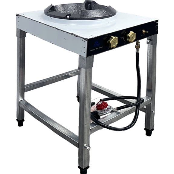 17 Commercial Chinese Wok Range Single Burner Stainless Steel Propane Gas Stove with Electronic Ignition