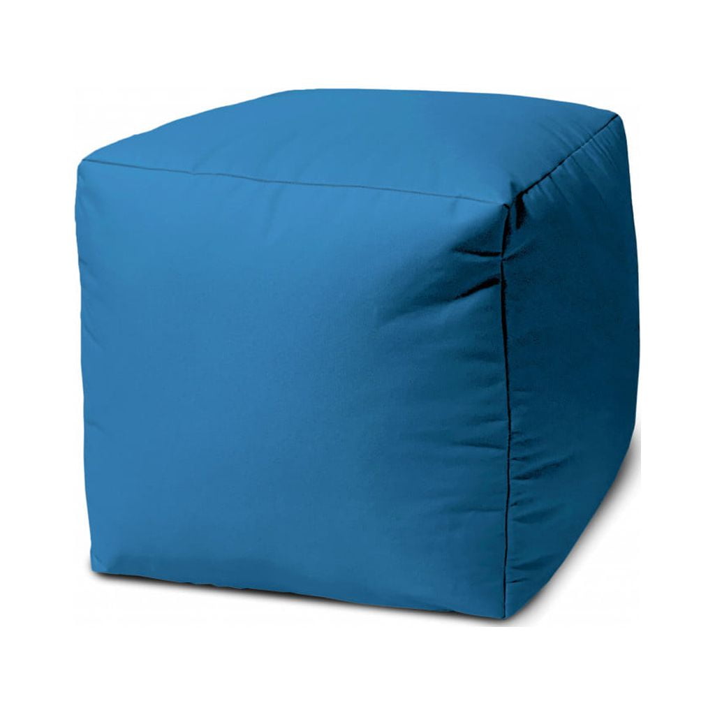 17  Cool Bright Teal Blue Solid Color Indoor Outdoor Pouf Ottoman