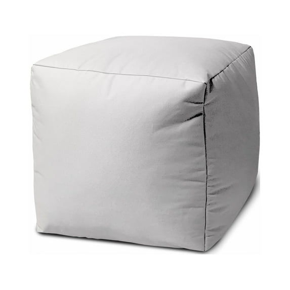 17 Cool Crisp White Solid Color Indoor Outdoor Pouf Cover