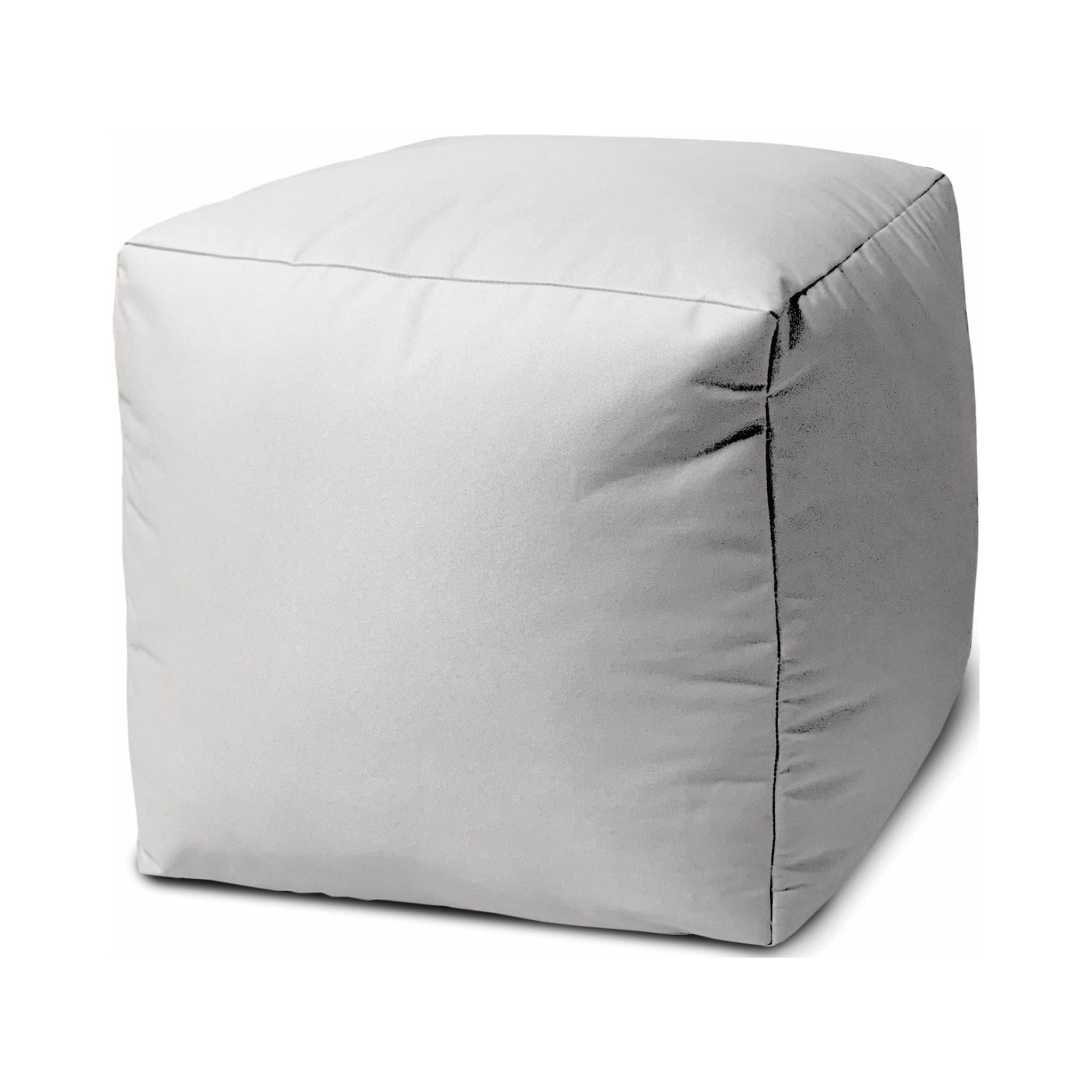 HomeRoots 17 in. Waterproof Outdoor Seating Pouf Ottoman, Cool Crisp White, UV & Mildew ...