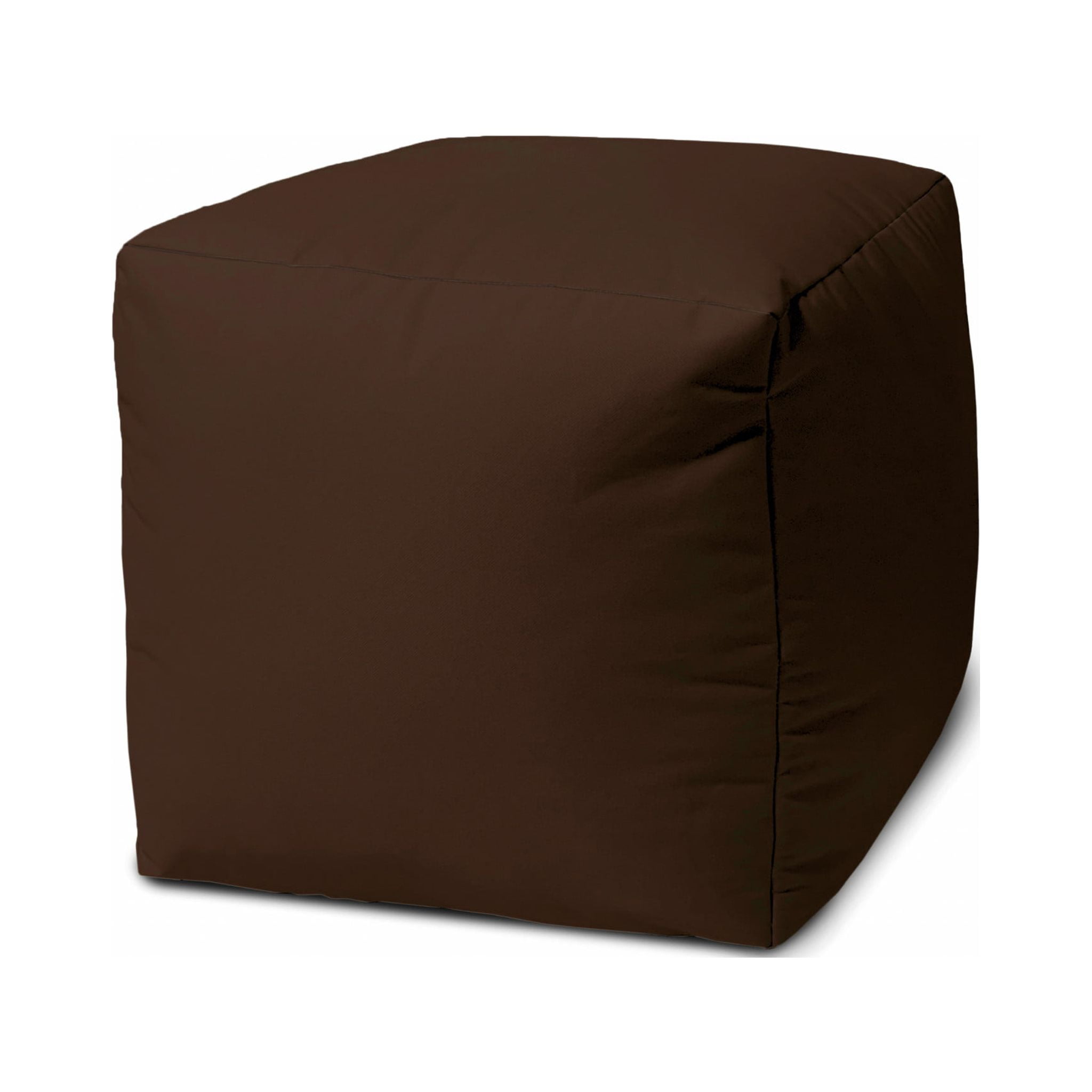 17" Dark Chocolate Brown Canvas Pouf Ottoman