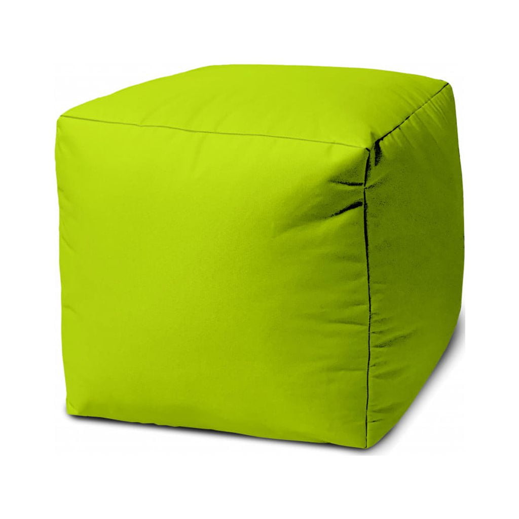 17" Lemongrass Green Canvas Indoor Outdoor Pouf Ottoman