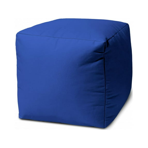 17 Cool Primary Blue Solid Color Indoor Outdoor Pouf Cover